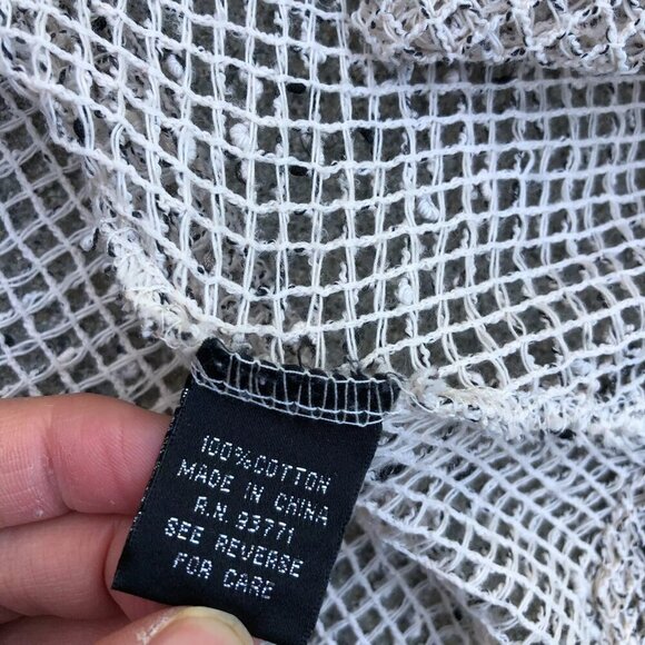 MIRROR IMAGINE Knit Crochet Cardigan Sweater Womens 1X Beige Short Sleeve Cotton - Picture 7 of 9